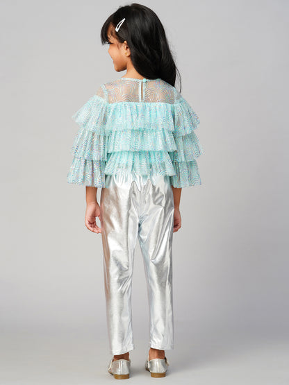 Glam Up Girls Shimmer Blue Party Top