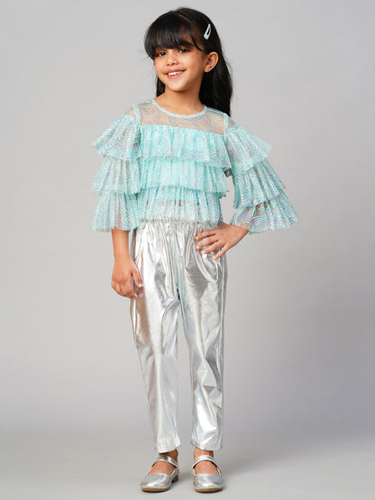 Glam Up Girls Shimmer Blue Party Top
