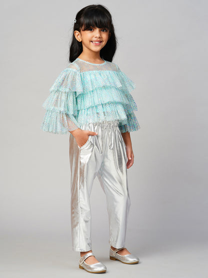 Glam Up Girls Shimmer Blue Party Top
