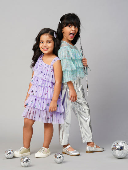 Glam Up Girls Shimmer Blue Party Top