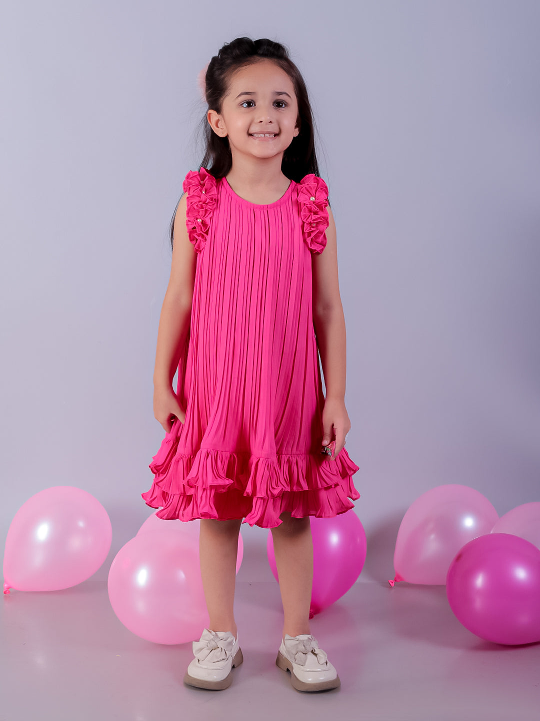 Glam up Girls Pink Fit And Flare Party Dress