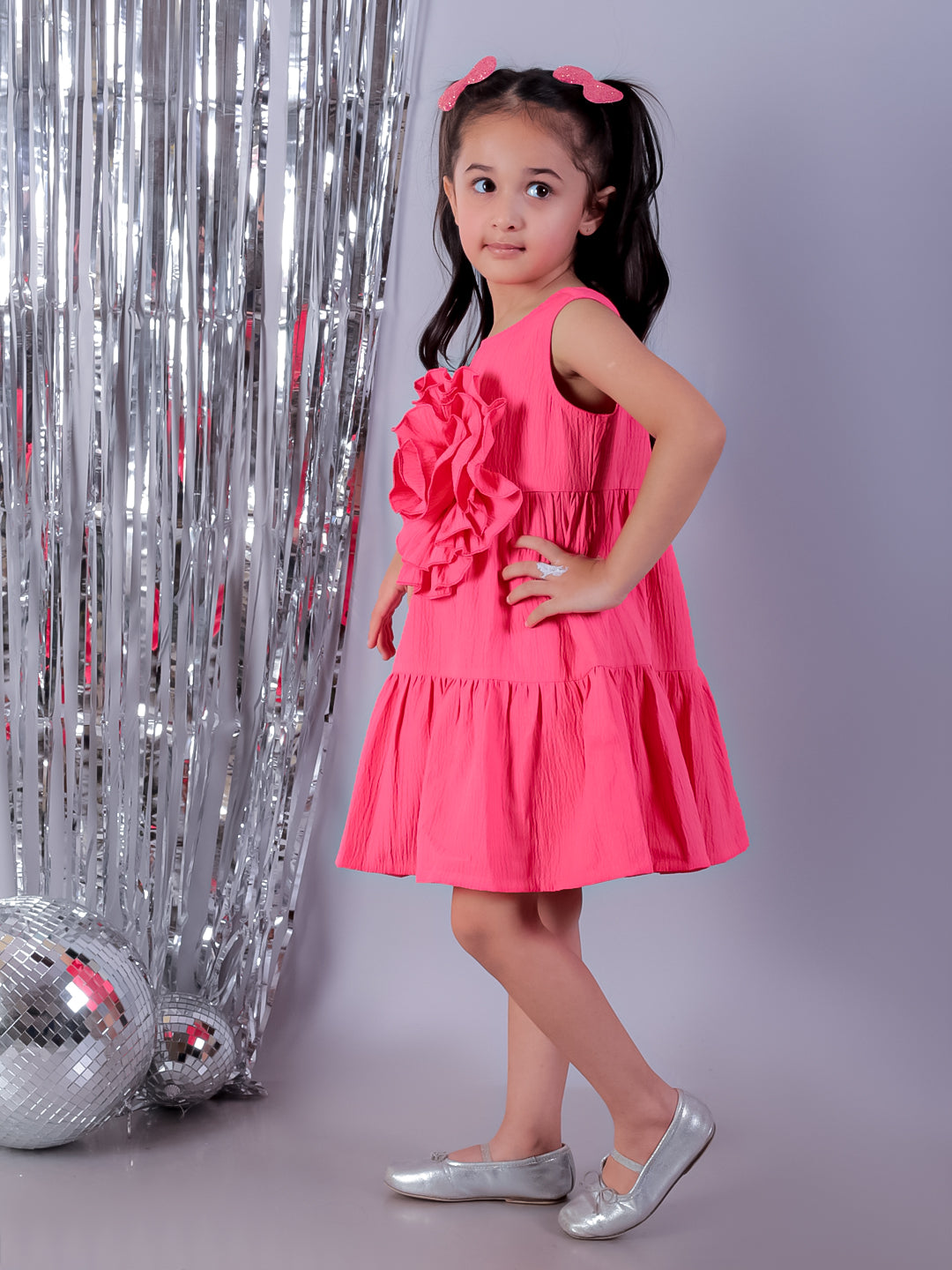 Glam Up Girls Pink Stylish Fit and Flare Party Dress