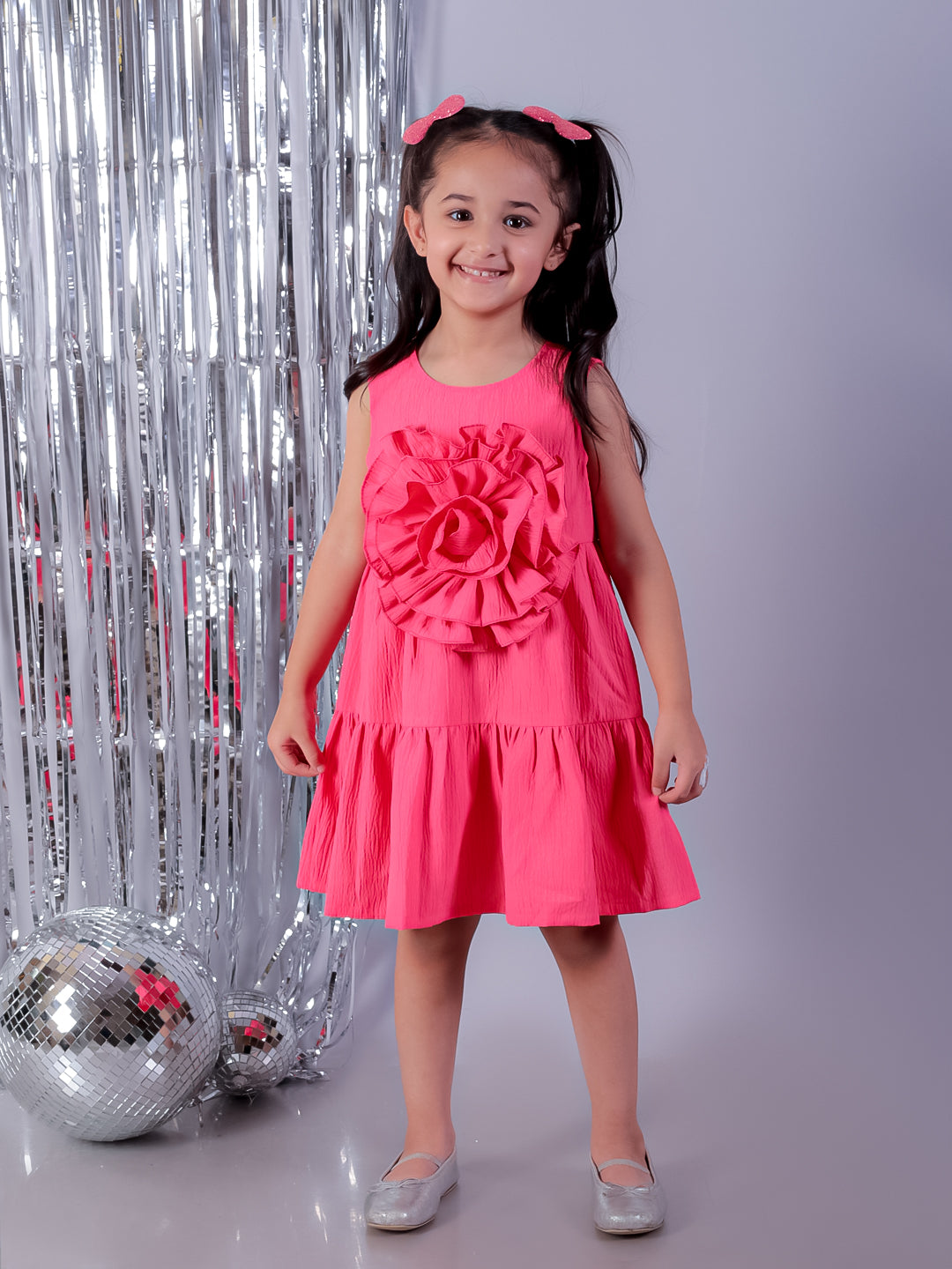 Glam Up Girls Pink Stylish Fit and Flare Party Dress