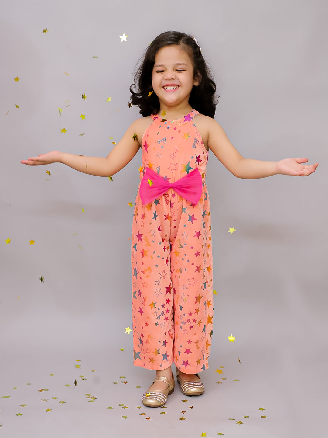 Girls Pink Barbie Jumper with 3D bow