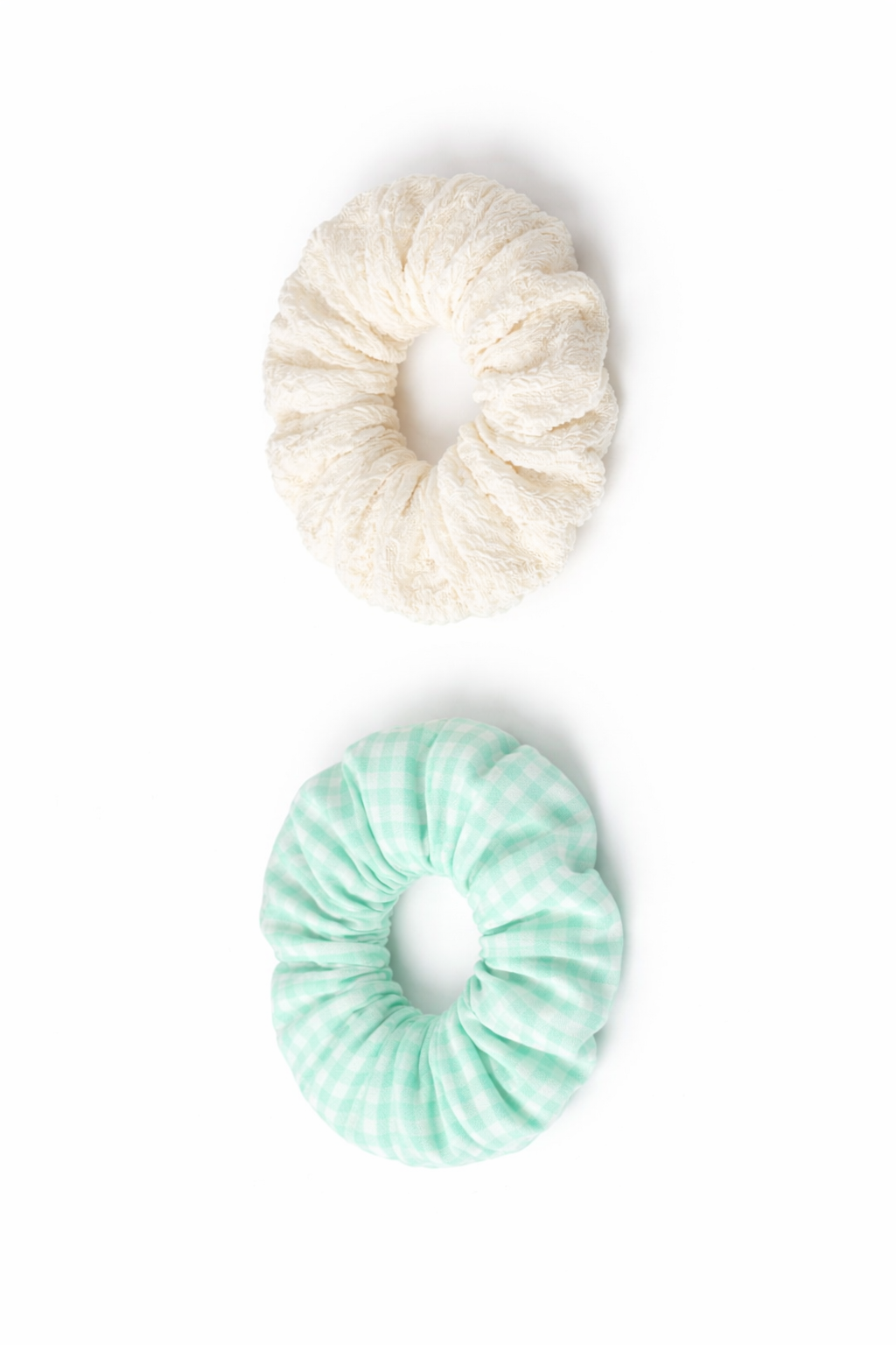 Lil Drama Set of 2 Checks Fabric Hair Scrunchies - Multi