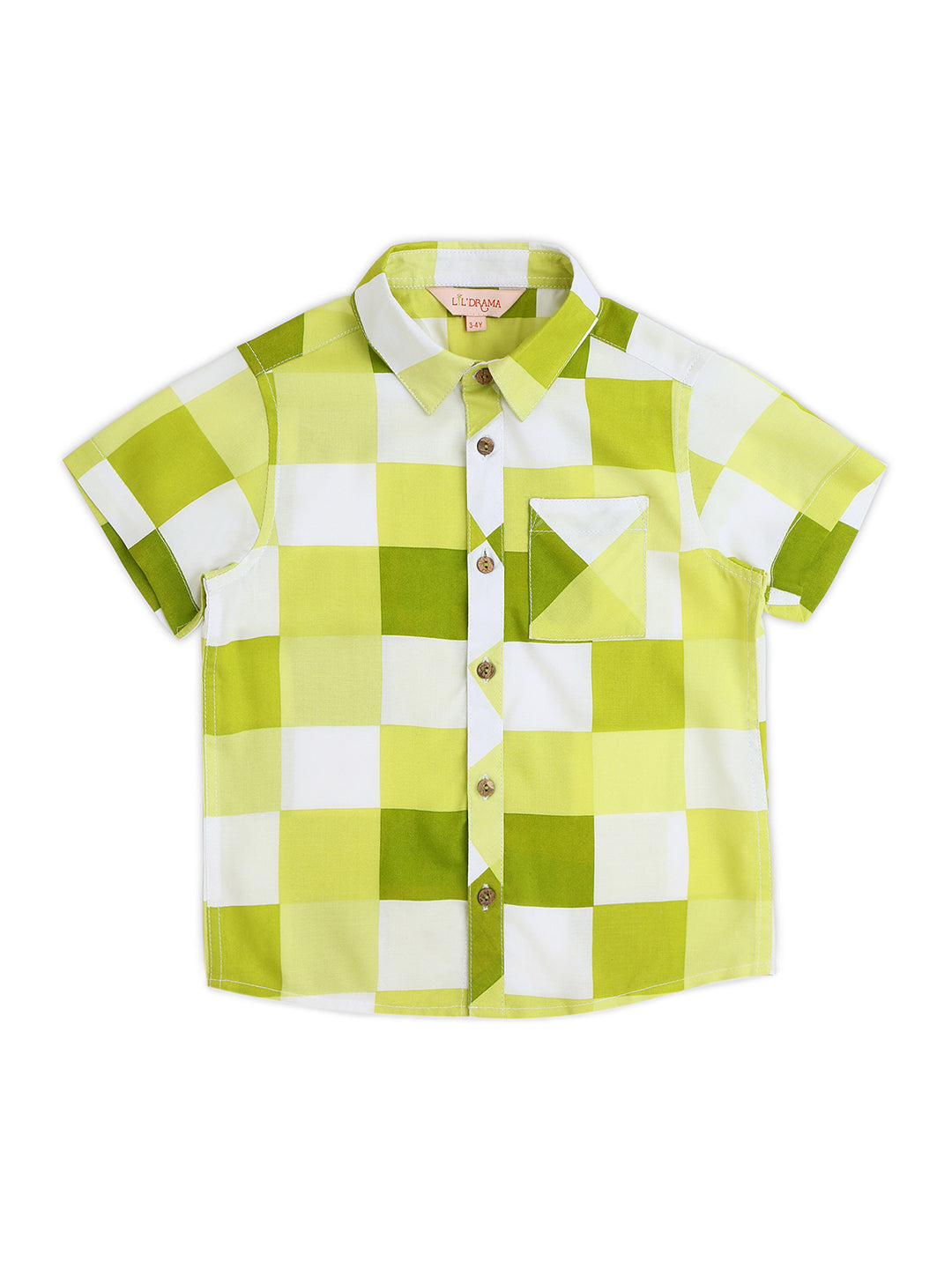Sassy Boho Boys Green Printed Shirt from the sibling collection