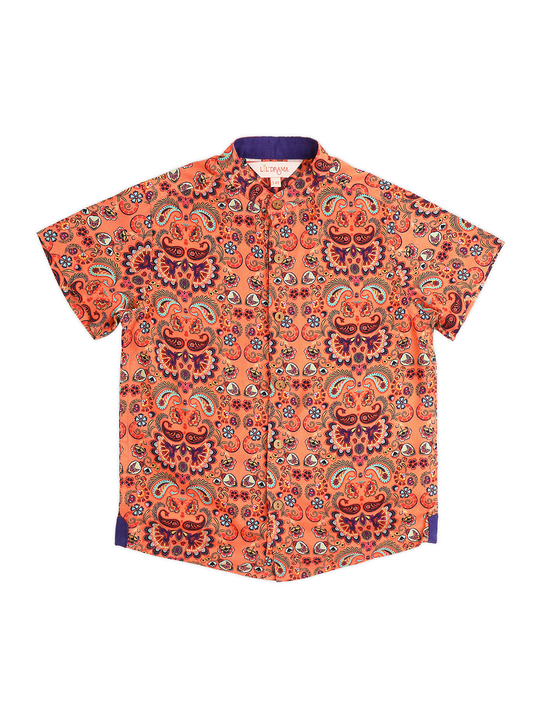 Sassy Boho Boys Orange Printed Shirt from the sibling collection