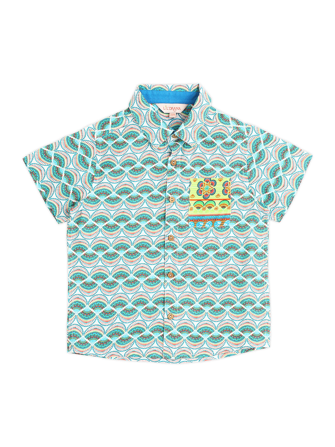 Sassy Boho Boys Green Printed Shirt from the sibling collection