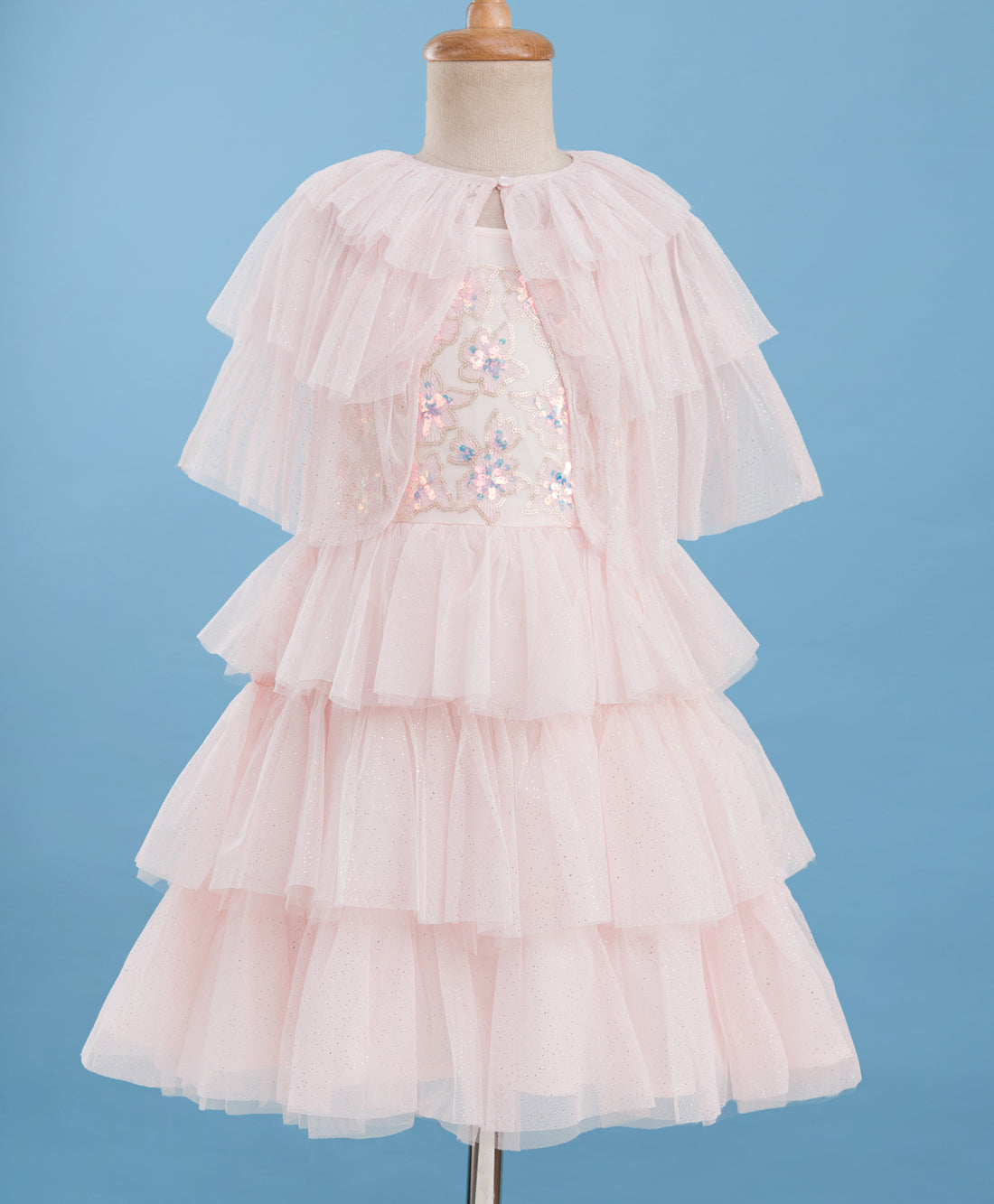 Razzle Dazzle Baby Pink Party Dress with Shrug for Girls