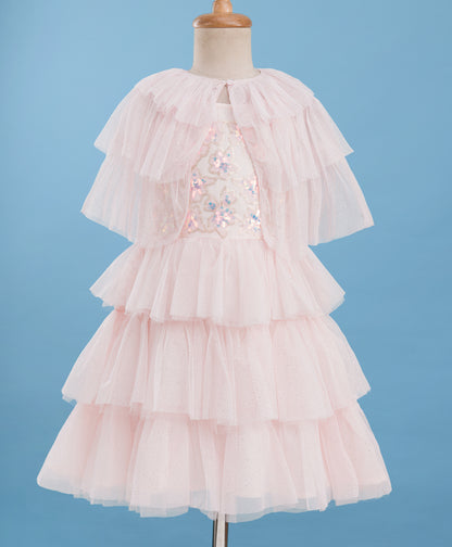 Razzle Dazzle Baby Pink Party Dress with Shrug for Girls