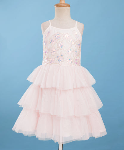 Razzle Dazzle Baby Pink Party Dress with Shrug for Girls