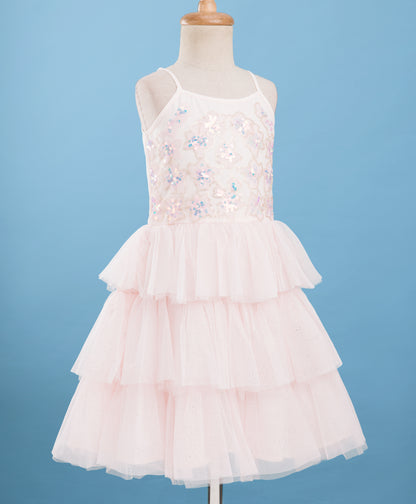 Razzle Dazzle Baby Pink Party Dress with Shrug for Girls
