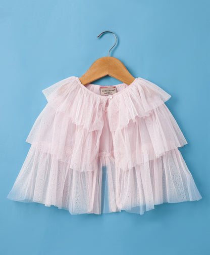 Razzle Dazzle Baby Pink Party Dress with Shrug for Girls