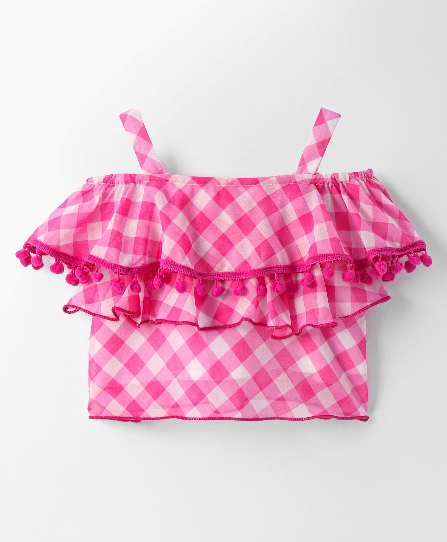 Girls Coord sets , Stylish checks tiered Top with shorts