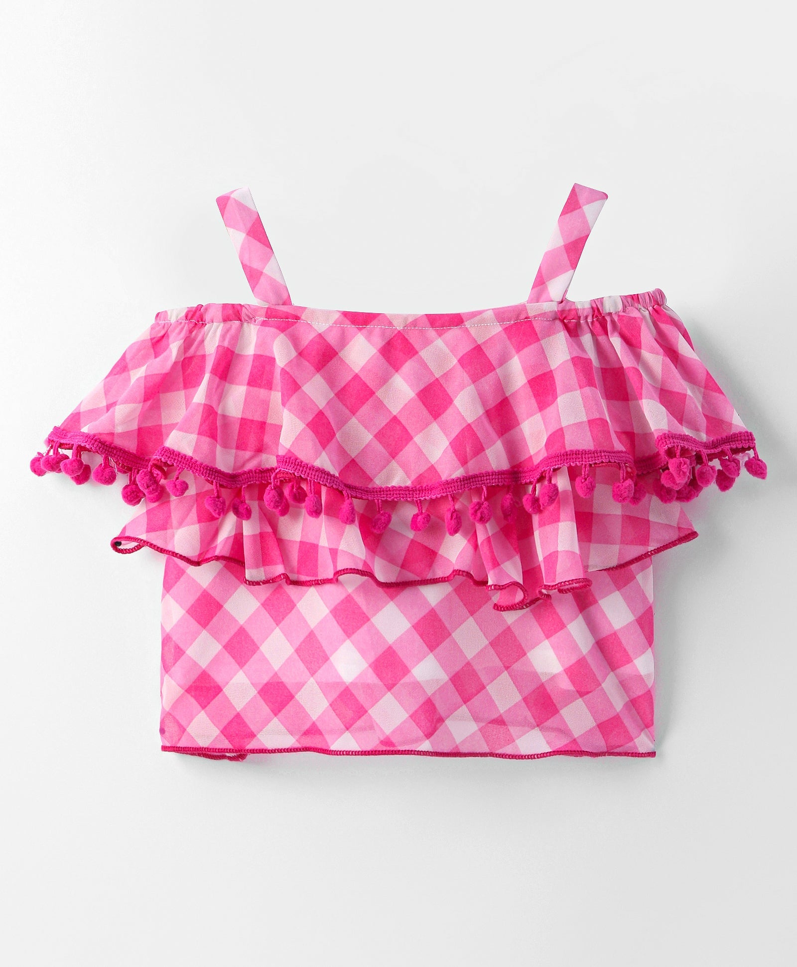 Girls Coord sets , Stylish checks tiered Top with shorts