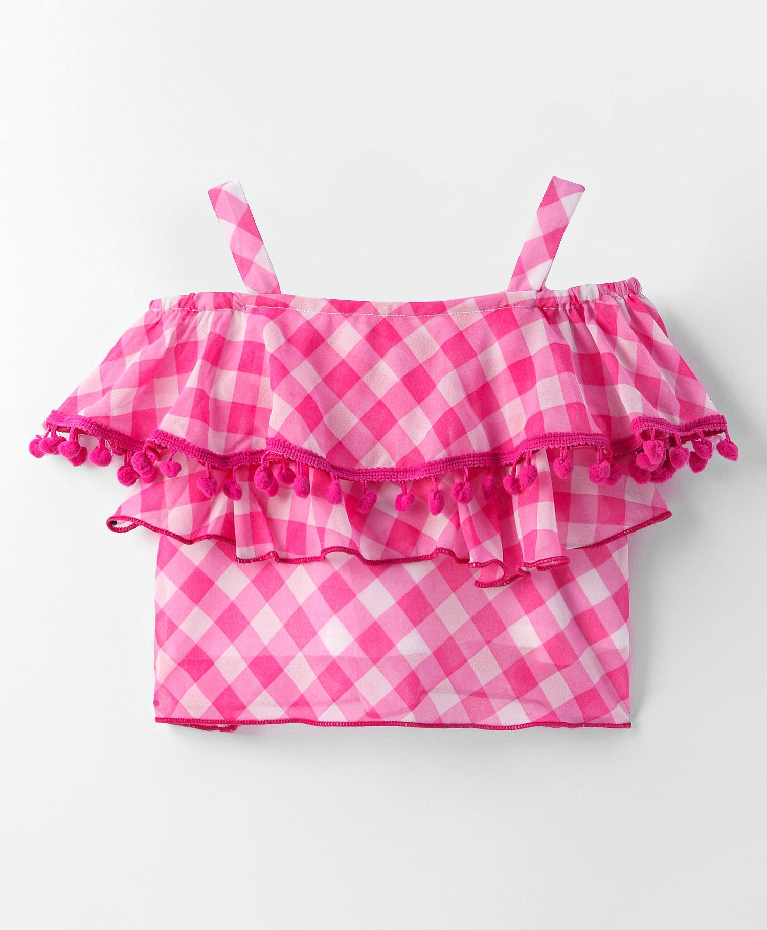 Girls Coord sets , Stylish checks tiered Top with shorts