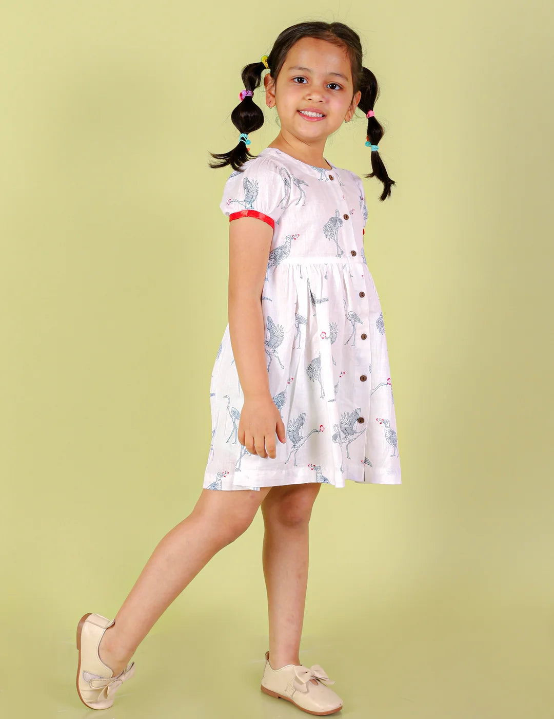 Girls Cotton Dress with wooden buttons