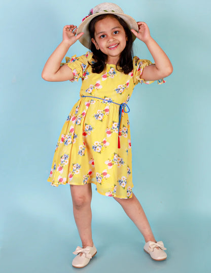 Girls printed georgette dress