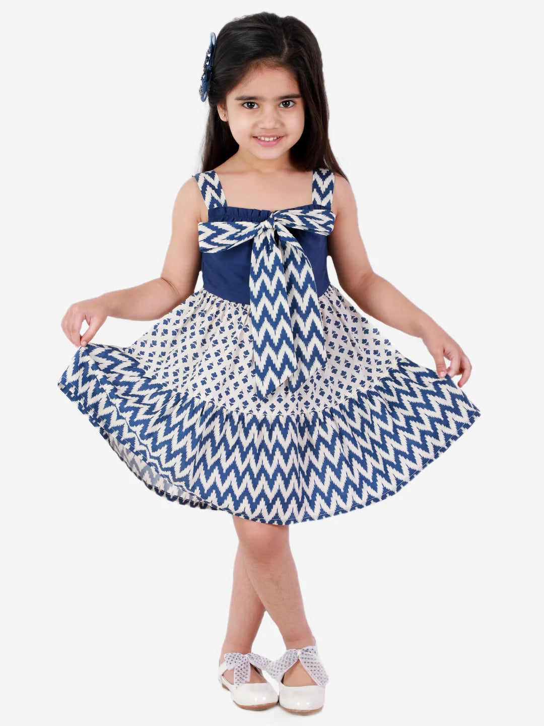 Girls printed cotton casual dress