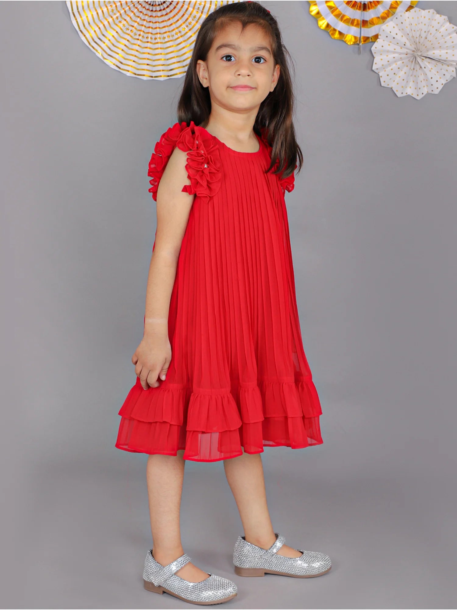 Girls pleated georgette party dress