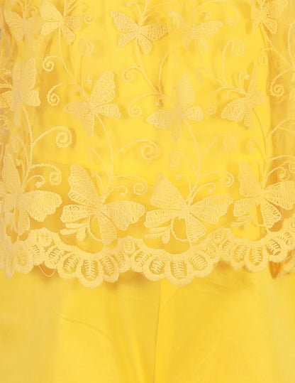 Girls Cotton satin Spagetti Jumpsuit with Lace Cape