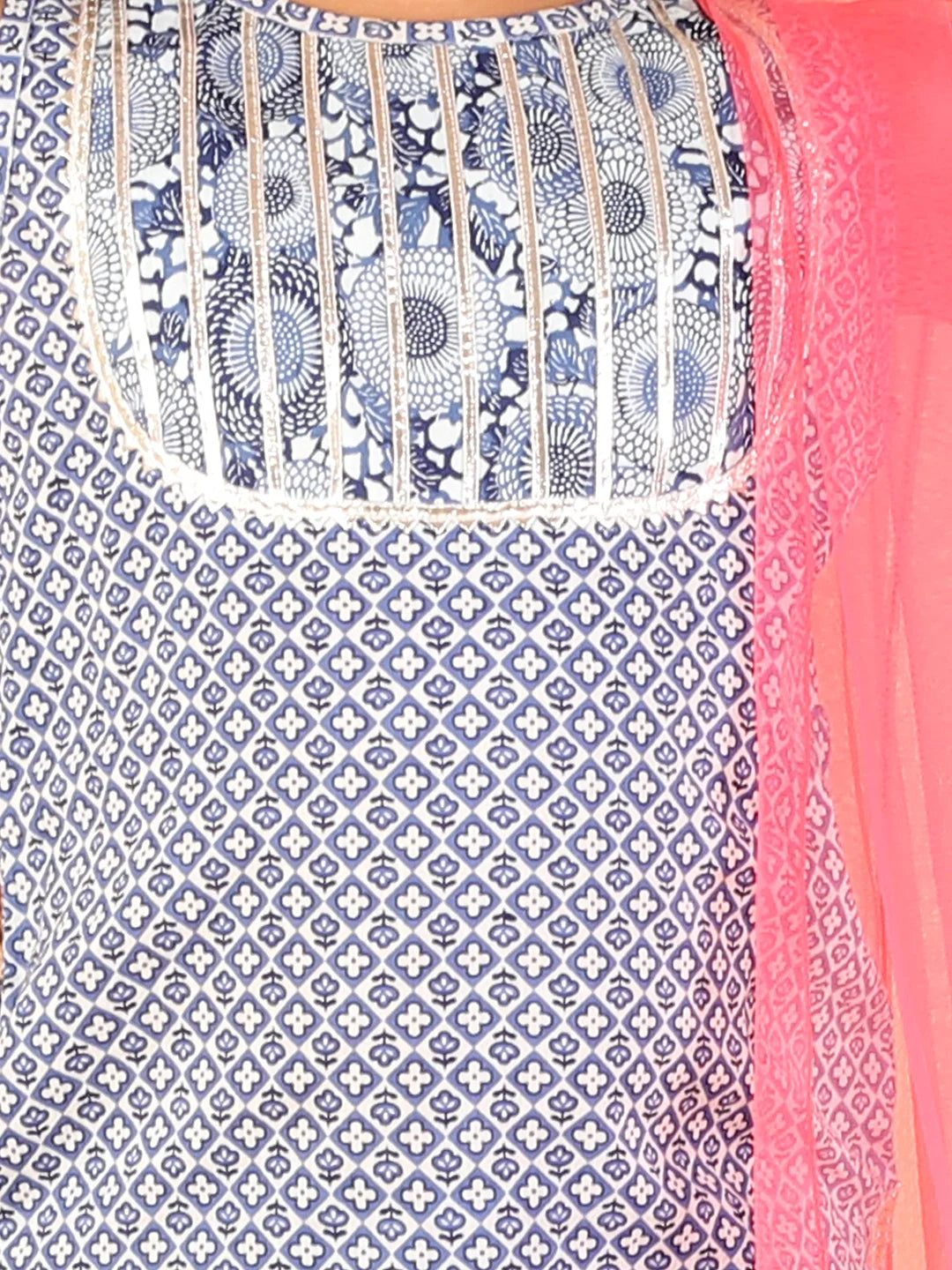 Girls stylish Folklore printed kurta with ghaghra &amp; dupatta set