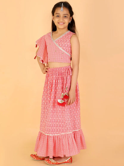 Girls Stylish Folklore printed Ghaghara choli set